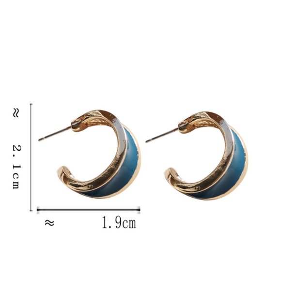 💙Blue Enamel Hoops Earrings - Picture 10 of 15